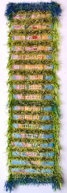 Hand woven mixed media scroll by Pamela Palma, Honorable Mention, Envisions Art 07-2021